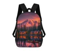 sinyumoney Mountain Lake Sunset Fishing Scene 17inch Mochilas Escolares Impresas En 3D, Mochilas Escolares De Moda Para Niños De Primaria Y Secundaria