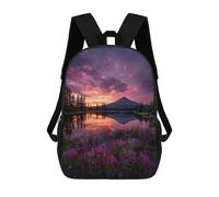 sinyumoney Mountain Lake Sunset Reflections Mochila Infantil De 17 Pulgadas, Mochila Escolar Con Estampado 3D De Dibujos Animados Para Niños Y Adolescentes.