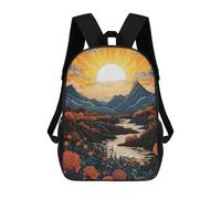 sinyumoney Mountain Landscape with River And Flowers Mochila Escolar Infantil De Moda Informal Mochilas Infantiles Impresas En 3D Mochila Grande Para Niño 17inch