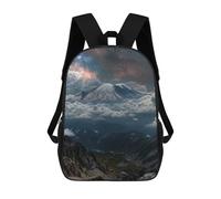 sinyumoney Mountain Peak Clouds Stars Mochila Escolar Infantil De 17 Pulgadas, Impresa En 3D, Estilo Casual, Para Niños, Ideal Para Viajes, Como Mochila Escolar O Para Llevar Libros.