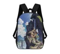 sinyumoney Mountain Retreat with Waterfall Mochila Infantil Escolar Para Niños Con Estampado 3D De Dibujos Animados, Mochila Escolar Para Estudiantes, Mochila Para Portátil Para Niños Y Niñas 17inch