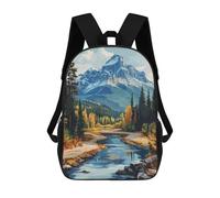 sinyumoney Mountain River Landscape Mochila Grande Escolar Para Niños - Perfecta Para Viajes, Trabajo Y Uso Diario 17inch