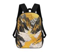 sinyumoney Mountain River of Gold Art Mochila Escolar, De Trabajo, Para Portátil, Mochila - Perfecta Para Viajes, Trabajo Y Uso Diario 17inch