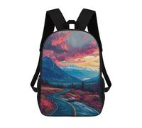 sinyumoney Mountain Road Adventure Mochila Escolar De 17 Pulgadas Para Adolescentes, Con Estampado 3D, Ajustable Y Con Bolsillos, Ideal Para Niños, Niñas Y Estudiantes.