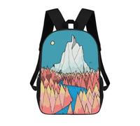 sinyumoney Mountain Serenity A Colorful Landscape Mochila Escolar Para Niñas Y Niños, Mochilas De Gran Capacidad, Mochilas Ligeras Para Niños Y Estudiantes 17inch