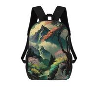 sinyumoney Mountain Serenity with Waterfall Mochila Escolar Para Niños Mochila Escolar Impresa En 3D Mochila Escolar De Moda Para Niños De Primaria Y Secundaria 17inch