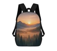 sinyumoney Mountain Sunrise with Foggy Forest Mochila Escolar, De Negocios, Para Portátil, Unisex, Informal, Para Niñas, Niños Y Adolescentes 17inch