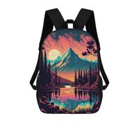 sinyumoney Mountain Sunset Reflections Mochila Infantil Escolar Para Niños Con Estampado 3D De Dibujos Animados, Mochila Escolar Para Estudiantes, Mochila Para Portátil Para Niños Y Niñas 17inch