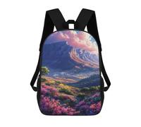 sinyumoney Mountain Valley with Pink Flowers Mochila Escolar Infantil Impresa En 3D Para Niños, Mochila De Viaje De Alta Capacidad, Mochilas Para Libros De 17 Pulgadas Para Niños