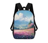 sinyumoney Mountain Valley with Pink Flowers Mochilas Infantiles Mochila Escolar Impresa En 3D Para Niños Mochilas De Viaje Bolsas Para Libros Para Niños 17inch Mochila Escolar