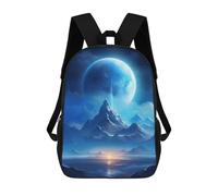 sinyumoney Mountains And Moon Mochila Escolar Para Niños Y Niñas, Mochila Informal De Viaje, Mochila De Gran Capacidad Para El Día A Día 17inch