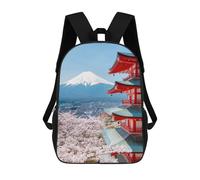 Sinyumoney Mt Fuji And Peace Pagoda Mochila escolar para niñas y niños, gran capacidad, ligera, para niños y estudiantes, Mt Fuji And Peace Pagoda, 17"