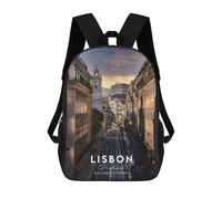Sinyumoney Mt Fuji And Peace Pagoda Mochila escolar para niñas y niños, gran capacidad, ligera, para niños y estudiantes, Lisboa, 17"