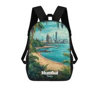 sinyumoney Mumbai Cityscape with Beach Mochila Escolar Infantil De Moda Informal Mochilas Infantiles Impresas En 3D Mochila Grande Para Niño 17inch