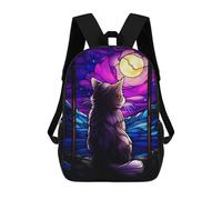sinyumoney Munckhin Cat Stained Glass Mochila Escolar Impresa En 3D Para Niños, Mochila Escolar Informal De Moda Para Viajes Para Niños Y Estudiantes 17inch