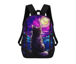 sinyumoney Munckhin Cat Stained Glass Mochila Escolar Impresa En 3D Para Niños, Mochila Escolar Informal De Moda Para Viajes Para Niños Y Estudiantes 17inch
