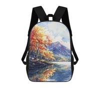 Sinyumoney Mushrooms No1 Mochila infantil, mochila impresa en 3D para niños y adolescentes, Otoño Lake Mirror, 17"