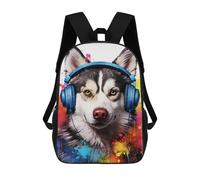 sinyumoney Music Lovers' Husky Headphones 17inch Mochilas Escolares Impresas En 3D, Mochilas Escolares De Moda Para Niños De Primaria Y Secundaria