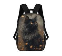 sinyumoney Mystic Black Cat And Moon Mochila Escolar Para Niños, Mochila Escolar Impresa En 3D Para Estudiantes De Primaria Y Secundaria 17inch