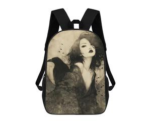 sinyumoney Mystical Asian Woman with Raven Mochila Escolar Grande Resistente Al Agua Para Portátil Para Adolescentes, Niñas, Niños, Mujeres Y Hombres 17inch