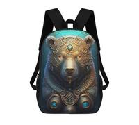 sinyumoney Mystical Cosmic Bear Mochila Escolar Infantil De 17 Pulgadas, Impresa En 3D, Estilo Casual, Para Niños, Ideal Para Viajes, Como Mochila Escolar O Para Llevar Libros.