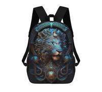 sinyumoney Mystical Cosmic Blue Lion Mochila Escolar Infantil De 17 Pulgadas, Mochila Escolar Impresa En 3D Para Niños De Primaria Y Secundaria