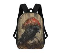 sinyumoney Mystical Forest Crow with Mushroom Hat Mochila Escolar Impresa En 3D 17inch Mochila Escolar Infantil Mochilas De Viaje Mochila Informal De Moda Para Niños Y Estudiantes
