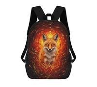 sinyumoney Mystical Fox Portrait with Floral Swirl Mochila Infantil, Mochila Escolar Infantil, Mochilas Escolares Impresas En 3D Para Niños Y Estudiantes Adolescentes 17inch