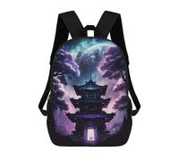 sinyumoney Mystical Japanese Pagoda Night Scene Mochila Escolar De Moda, Mochila Para Material Escolar, Mochila Impermeable Informal Para Acampar, Aventuras Al Aire Libre Y Viajes Diarios 17inch