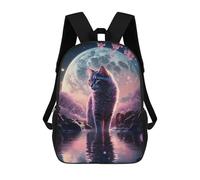 sinyumoney Mystical Moonlit Cat Mochilas Infantiles Escolares Impresas En 3D, Mochilas Para Niños, Mochilas De Viaje Para Niños Y Niñas, Mochilas Escolares Para Niños 17inch