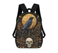 sinyumoney Mystical Raven And Skull Under Golden Moon Mochila Escolar Impresa En 3D Para Niños Y Niñas, Mochila Escolar, Mochila De Viaje Para Niños 17inch