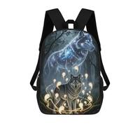 sinyumoney Mystical Wolves Enchanted Forest Mochila Infantil Para Niñas, Mochila Escolar 3D, Mochila Para Niños Pequeños, Mochila Informal De Día, Mochila Escolar De Moda 17inch