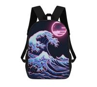 sinyumoney Naon Japan Wave in Moon Mochila Impresa En 3D Para Niños, Mochila Escolar, Mochilas De Viaje Para Niños, Bolsas De Libros De Alta Capacidad, Mochila Infantil 17inch