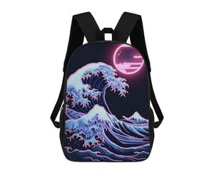 sinyumoney Naon Japan Wave in Moon Mochila Impresa En 3D Para Niños, Mochila Escolar, Mochilas De Viaje Para Niños, Bolsas De Libros De Alta Capacidad, Mochila Infantil 17inch