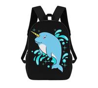 sinyumoney Narwhal Cute Sea Unicorn Mochila Escolar Impresa En 3D Mochilas Informales Para Niños Mochila Escolar Impresa En 3D Para Niños De Primaria Y Secundaria 17inch