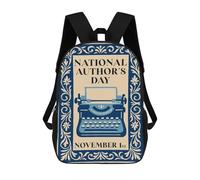 sinyumoney National Authors Day Vintage Poster 17inch Mochila Escolar Impresa En 3D Para Niños, Mochila Escolar Informal De Moda, Mochilas De Viaje Para Niños Y Estudiantes.