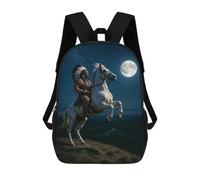 sinyumoney Native American on Horse Under Moonlight Mochila Escolar Secundaria Informal Para Viajes, Mochilas Para La Escuela Secundaria, Para Acampar, Aventuras Al Aire Libre Y Viajes Diarios 17inch