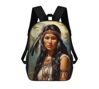 sinyumoney Native American Woman Portrait Mochila Escolar De Moda Para Papelería, Impermeable, Informal, Para El Campus, Actividades Al Aire Libre, Viajes Y Deportes 17inch