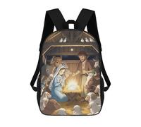 sinyumoney Nativity Scene with Mary, Joseph, And Animals Mochila Escolar Infantil Impresa En 3D Para Niños, Mochilas De Viaje De Alta Capacidad, Bolsas Para Libros, Mochila Escolar Infantil 17inch