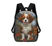 sinyumoney Nature's Cute Pup in Bloom Mochila Escolar Para Institutos De Secundaria Mochila Informal - Perfecta Para Viajes, Trabajo Y Uso Diario 17inch
