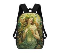 sinyumoney Nature's Enchantress A Whimsical Garden Portrait Mochila Escolar Impresa En 3D 17inch Mochila Escolar Infantil Mochilas De Viaje Mochila Informal De Moda Para Niños Y Estudiantes