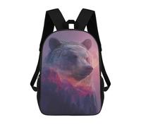 sinyumoney Nature's Majesty Bear & Moon Mochilas Escolares De Moda Para Papelería, Impermeables, Informales, Para Hombres, Mujeres Y Adolescentes 17inch