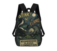 sinyumoney Neighborhood Classic Commotion Skunk Vs. Opossum Mochila Mochila Informal Mochila De Día Para La Escuela, El Trabajo Y Los Viajes 17inch