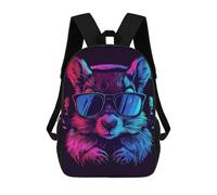 sinyumoney Neon Animal Headphones Art Print Mochila Escolar Grande Resistente Al Agua Para Portátil Para La Escuela/trabajo/viajes 17inch