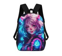 sinyumoney Neon Anime Cat Women Mochilas Para Niños Mochila Escolar Mochila Escolar Impresa En 3D Para Niños Estudiantes De Primaria Y Secundaria 17inch
