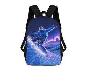 sinyumoney Neon Aurora Snowboarding Adventure Mochila Escolar, De Negocios, Para Portátil, Unisex, Informal, Para Adolescentes, Chicas, Chicos, Mujeres Y Hombres 17inch