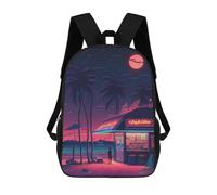 sinyumoney Neon Beach Bar Night Scene Mochila Infantil Para Niñas, Mochila Escolar 3D, Mochila Para Niños Pequeños, Mochila Informal De Día, Mochila Escolar De Moda 17inch