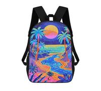 sinyumoney Neon Beach Sunset Art Print Mochilas Infantiles Mochila Escolar Impresa En 3D Para Niños Mochilas De Viaje Bolsas Para Libros Para Niños 17inch Mochila Escolar