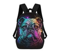 sinyumoney Neon Bulldog Glasses Art Print -1 17inch Mochilas Escolares Impresas En 3D, Mochilas Escolares De Moda Para Niños De Primaria Y Secundaria