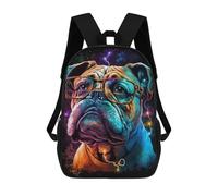sinyumoney Neon Bulldog Glasses Art Print -2 Mochila Escolar De 17 Pulgadas Para Adolescentes, Con Estampado 3D, Ajustable Y Con Bolsillos, Ideal Para Niños, Niñas Y Estudiantes.